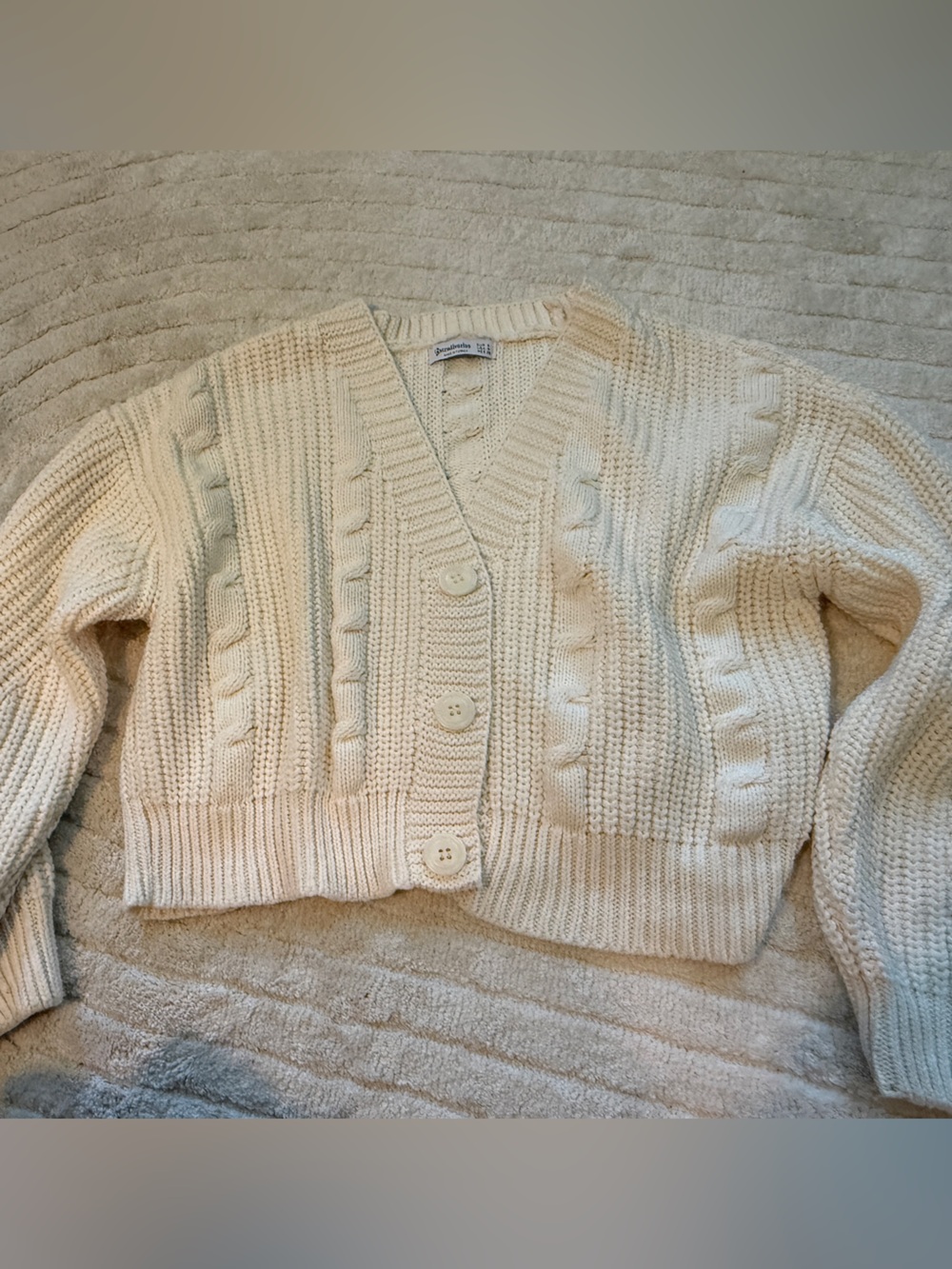 Bundle of 2-Cream Cable-Knit Button Cardigan Sweater -Light Blue Cable knit - Picture 2 of 11